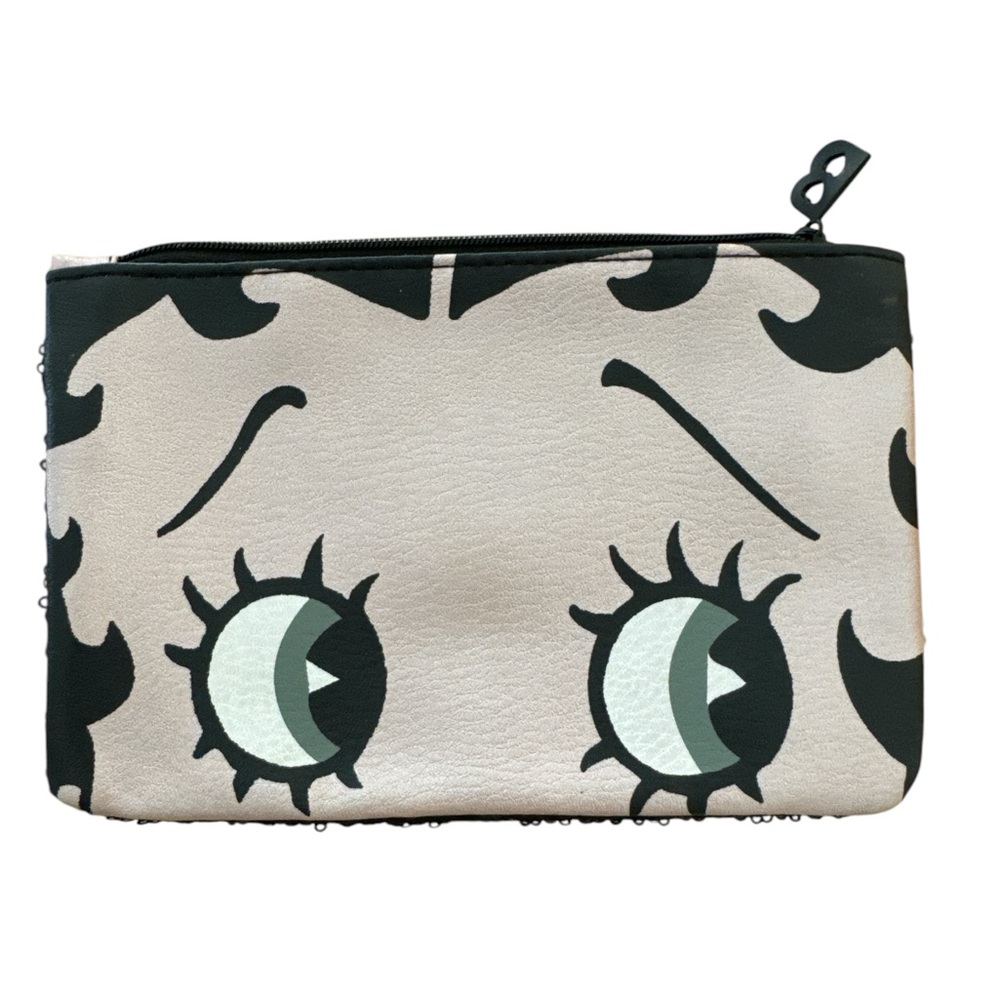 Ipsy Glam Bag Betty Boop Black and Cream Cartoon Face Clutch Pouch Makeup